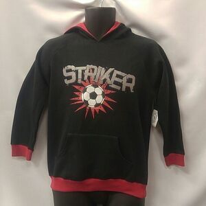 BOY'S BLACK & RED HOODIE WITH "STRIKER" LOGO.